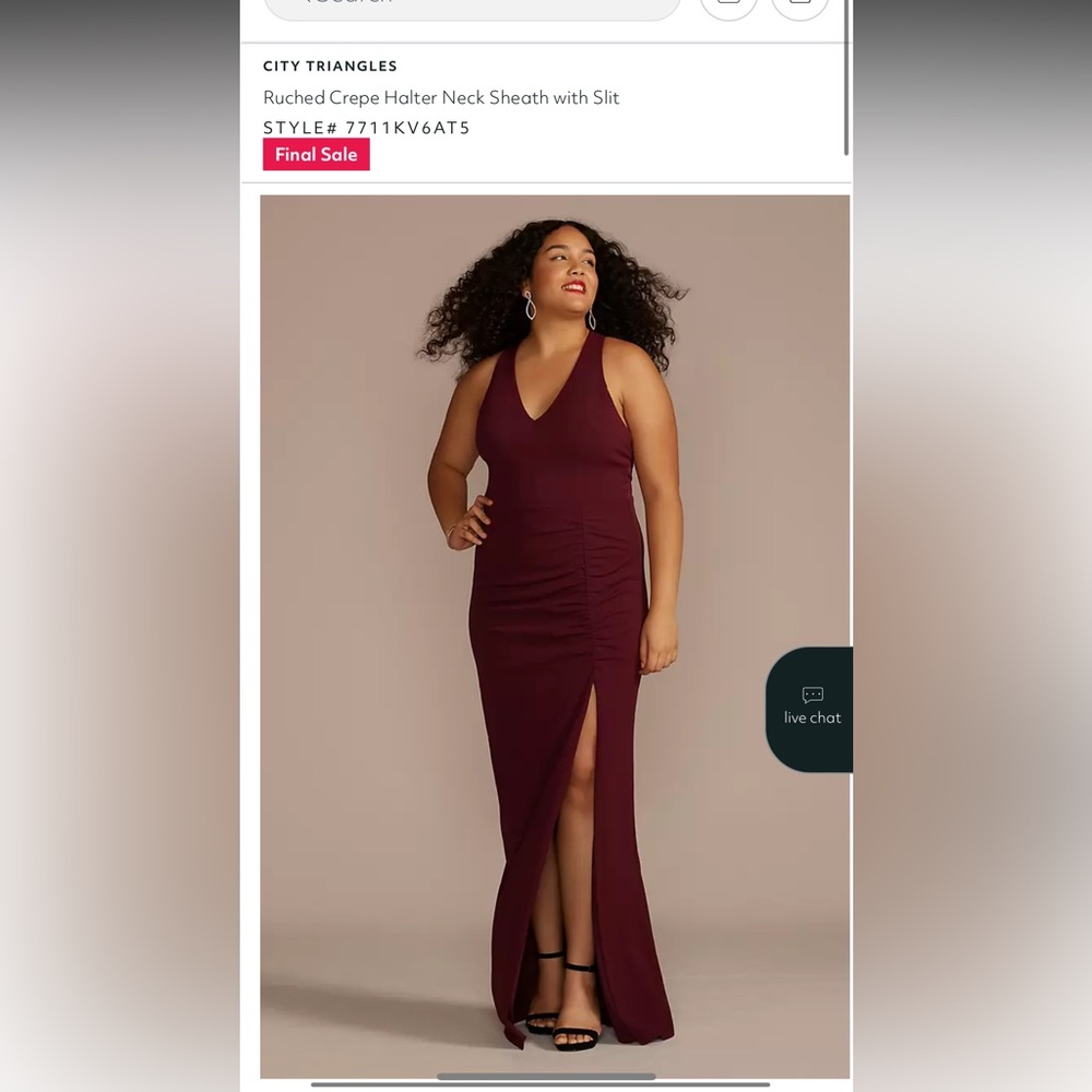 NEW City Triangles Burgundy Ruched Crepe Halter Neck Sheath Dress